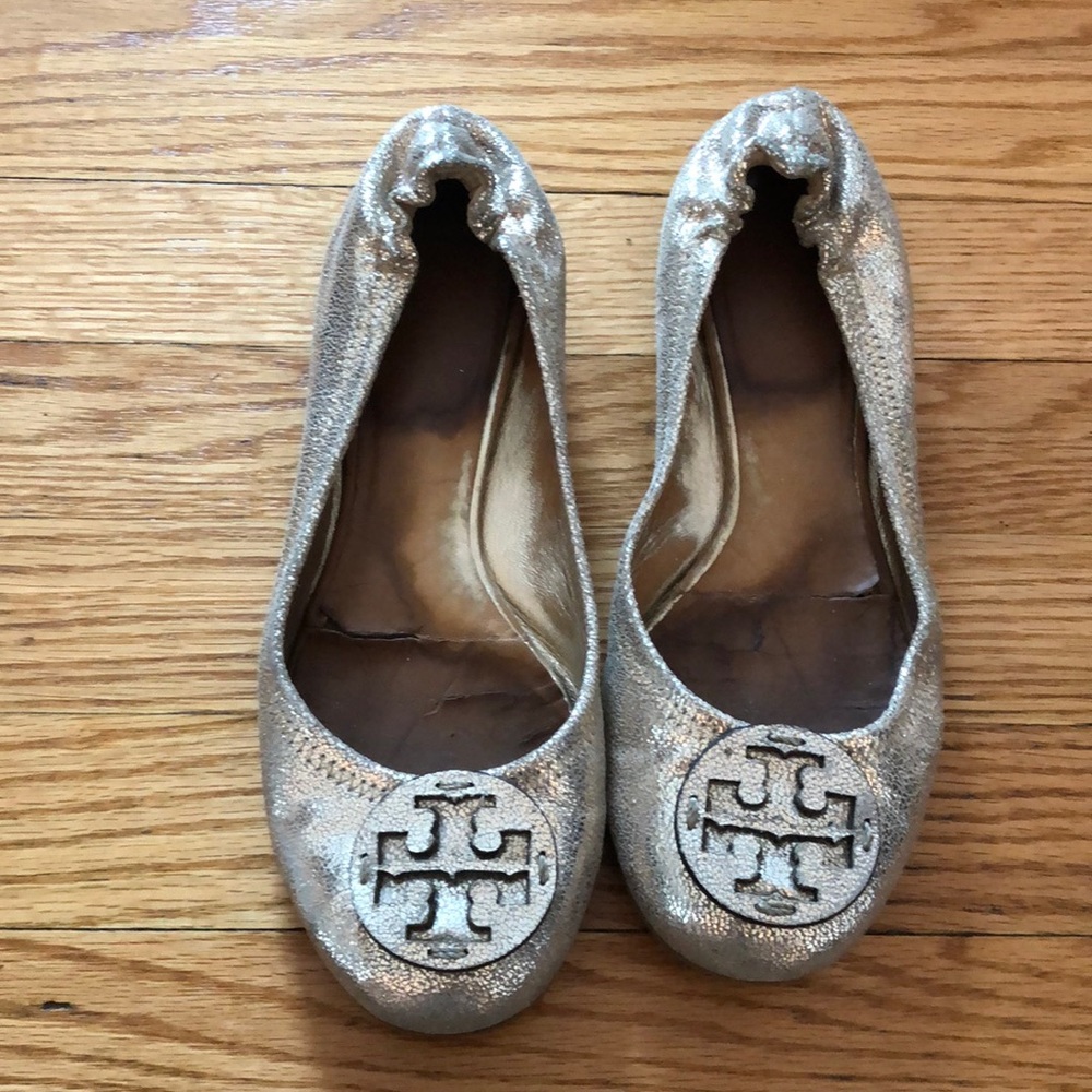 Tory Burch metallic flats Sz 8